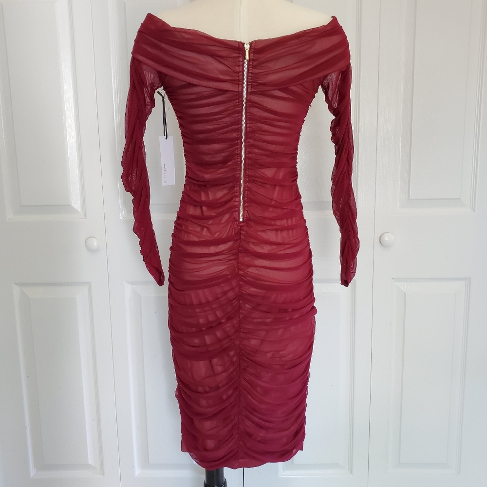 NEW Ryse The Label Ruched Tulle Bateau Midi Dress - Picture 4 of 8